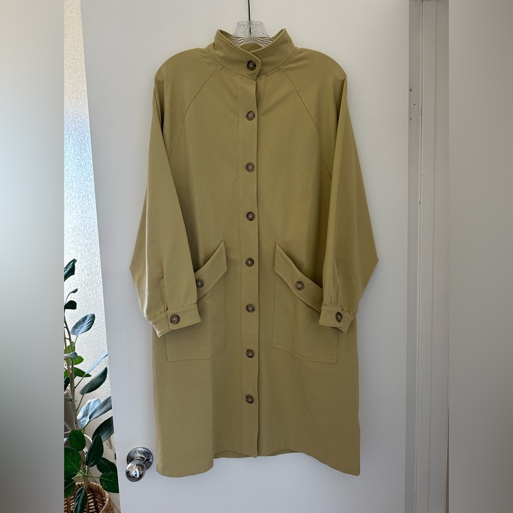 Madewell Olive Button-Up Trench Coat